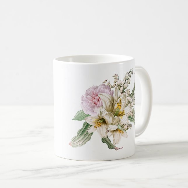 Mug Bouquet vintage Rose Rose Rose (Devant droit)