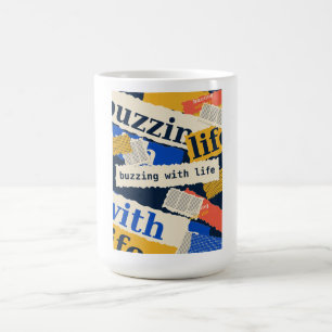 Mug Bourdonnant de Vie Collage de Typographie Rétro