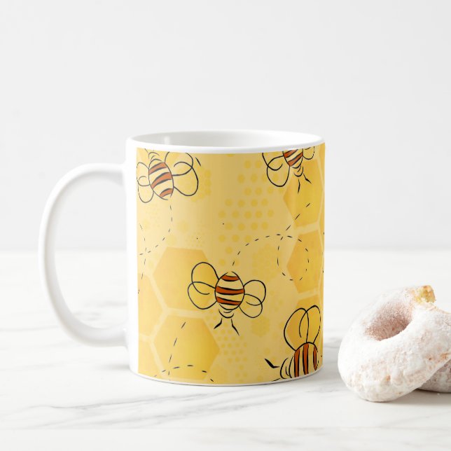 Mug Bourdonnement d'abeilles Abeilles à miel Mignonnes (Avec donut)