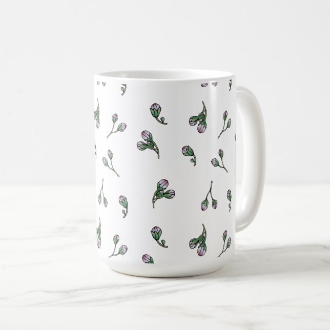 Mug Bourgeons de fleurs rose (Devant droit)