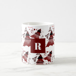 Mug Bourgogne Arbre de Noël Motif Monogramme