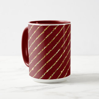 Mug Bourgogne élégant, Noël rayé de paillettes dorées