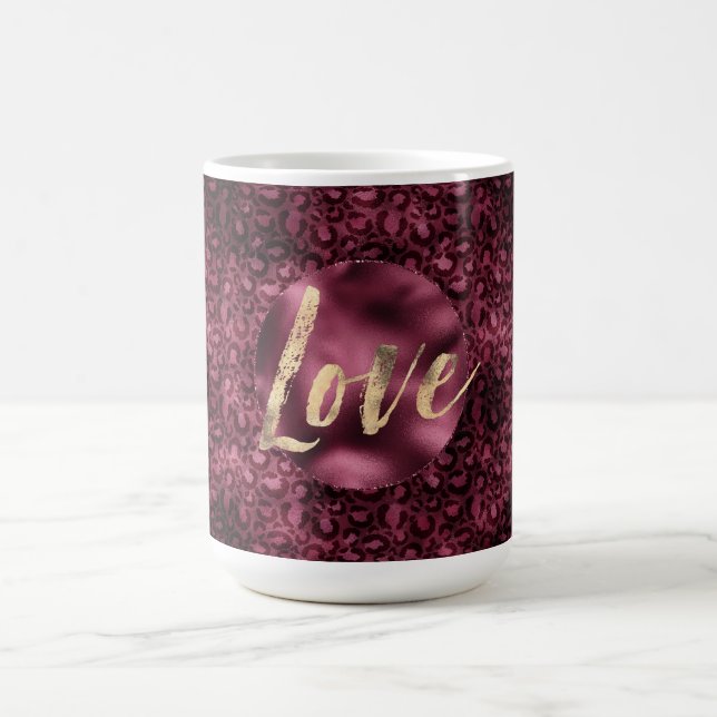 Mug Bourgogne Empreinte de léopard Gold Love (Centre)