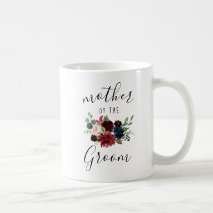 Mug Bourgogne Marine rose Floral Mère de la chambre ca