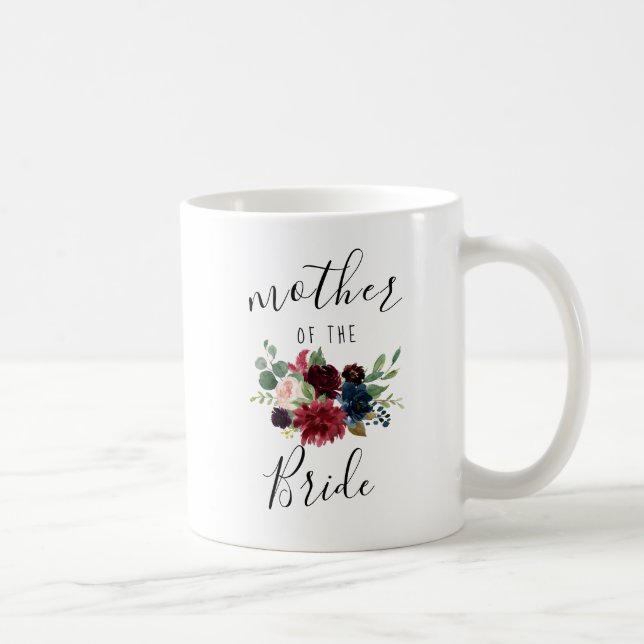 Mug Bourgogne Marine rose floral mère de la mariée cad (Droite)