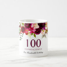 Bourgogne Rouge Floral Boho 100e anniversaire Cade