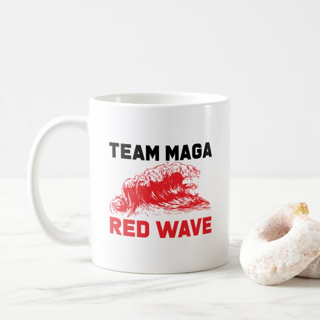 Mug Bouteille à café à vague rouge maga (Avec donut)