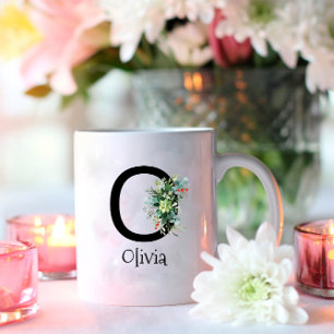 Mug Bouteille de café de retraite monogramme de fleur