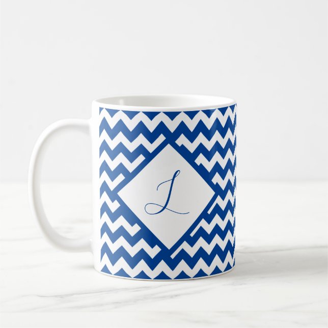 Mug Bouteille de café monogramme de chevron couleur pe (Gauche)