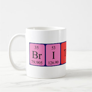 Mug Bouteille de nom de table périodique Brittaney