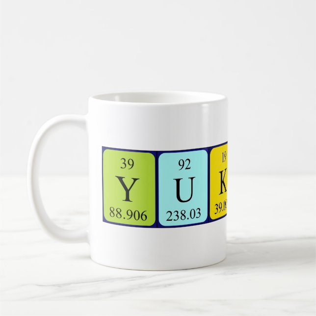Mug Bouteille de nom de table périodique Yukiko (Gauche)