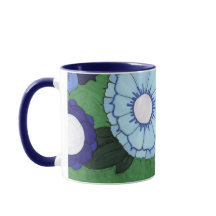 Bouteille florale verte bleue