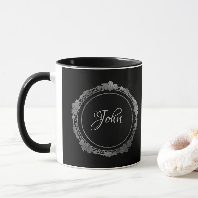 Mug Bouteille noire et argent personnalisée (Avec donut)