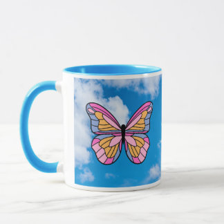 Mug Bouteille rose papillon bleu