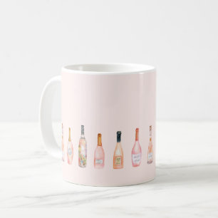 Mug Bouteilles de vin rosé rose aquarelle illustration