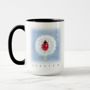 Mug Bouton mignon de Ladybug sur Dandelion Nature