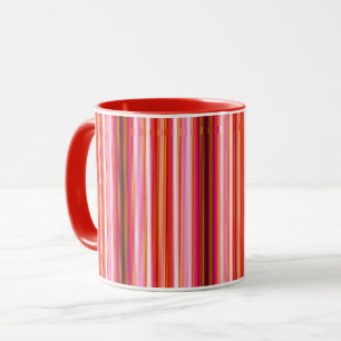 Mug Bouton rouge cool à bandes verticales