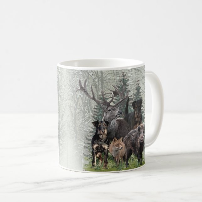 Mug Bouton Sticker Jagdterrier Bouton Porte - clé de c (Devant droit)