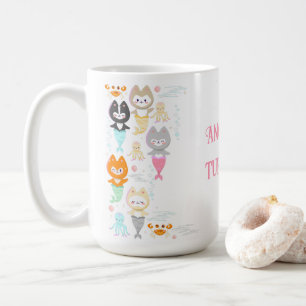 Mug Boutons d'anniversaire à thème nautique avec chato