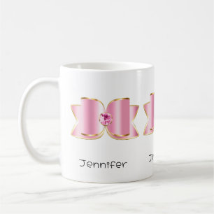 Mug Bow en verre rose avec pierre centrale