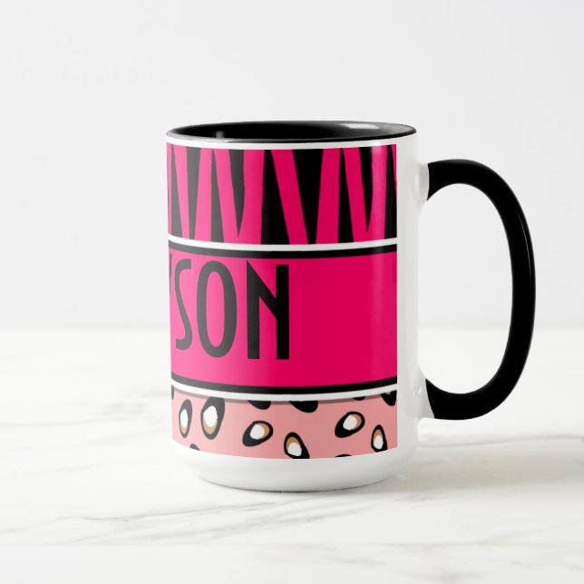 Mug Bowling personnalisé de léopard de zèbre de roses (Droite)