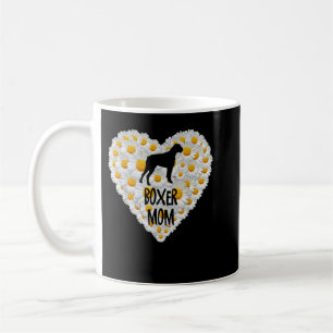 Mug Boxer Chien Maman sur l'amour Coeur Blanc Fleurs d