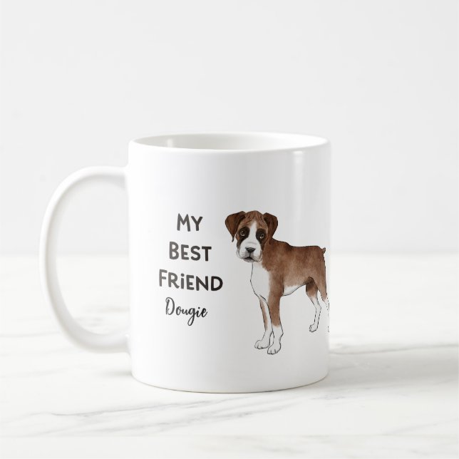 Mug Boxer Chien Mon meilleur ami Personnalisé Nom de l (Gauche)