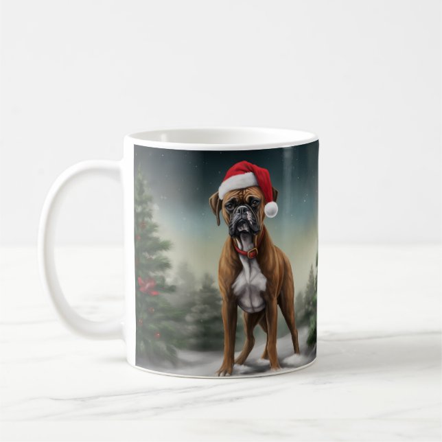 Mug Boxer dans la neige de Noël (Gauche)