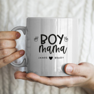 Mug "Boy Mama" Personnalisé Mère's Day 2 noms d'enfant