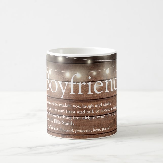 Mug Boyfriend Définition Chaîne Lumières Bois rustique (Centre)