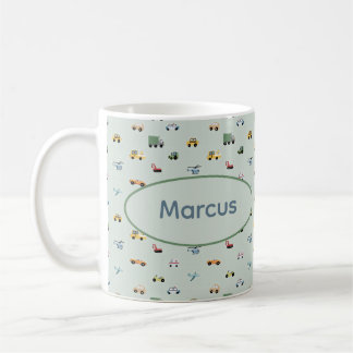 Mug Boys Cute Transport Voiture Motif monogramme Enfan