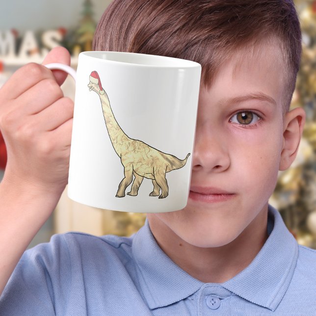 Mug Brachiosaurus de Noël Festif Dinosaur Elf (Christmas dinosaur brachiosaurus holiday mug)