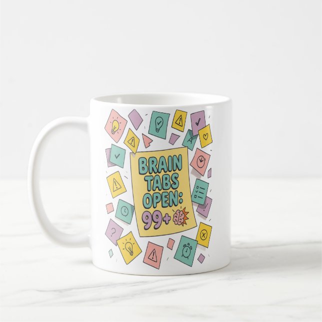 Mug Brain Onglets Open Funny ADHD Design (Gauche)