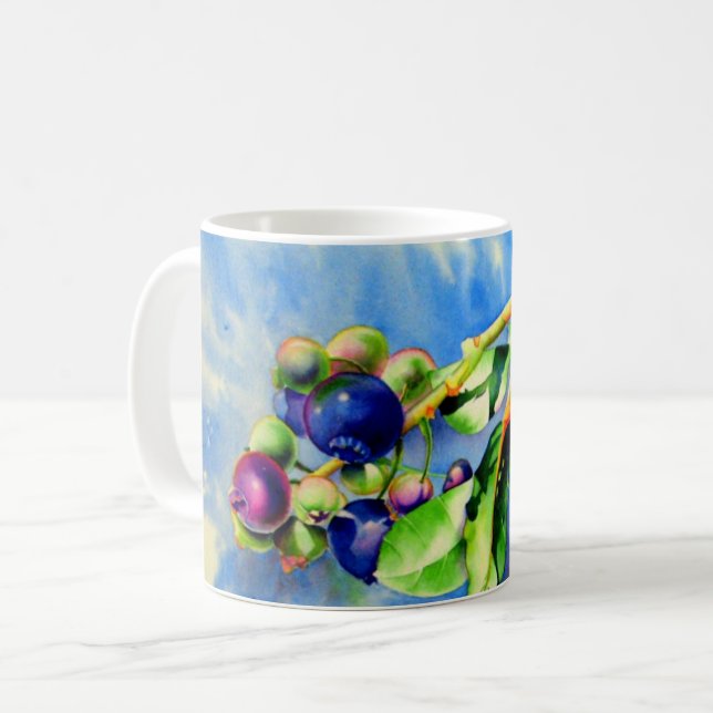 Mug Branche de bleuet, aquarelle (Devant gauche)