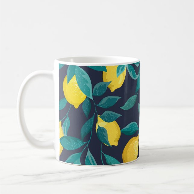 Mug Branches de citron : Bleu Décoratif sans joint (Gauche)