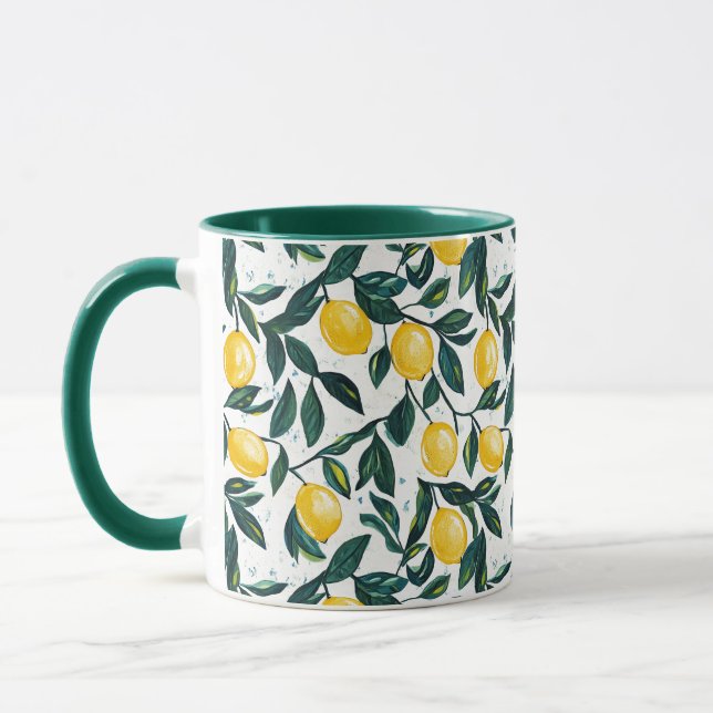 Mug Branches de citronnier jaune vif à deux tons (Gauche)