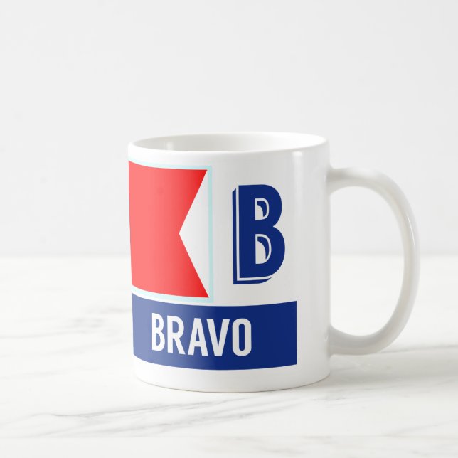 Mug Bravo nautique de l'alphabet "B" de drapeau (Droite)