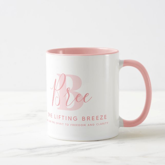 Mug Bree name meaning and monogram soft pink text (Droite)