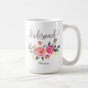 Mug Bridesmaid Floral Mariage personnalisé -3
