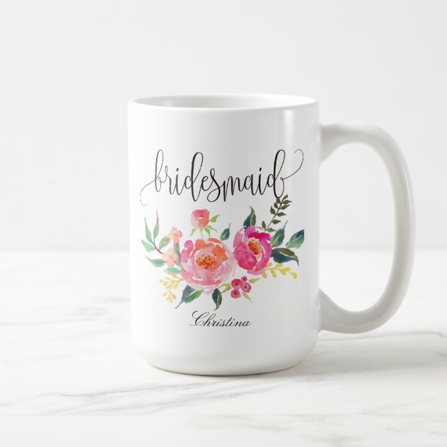 Mug Bridesmaid Floral Mariage personnalisé -3 (Droite)