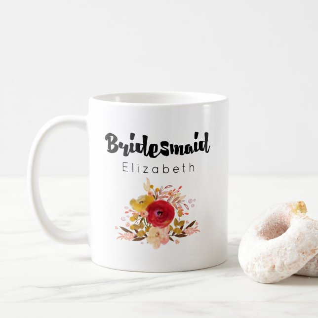 Mug Bridesmaid - Mariage de bouquet de fleurs d'aquare (Avec donut)