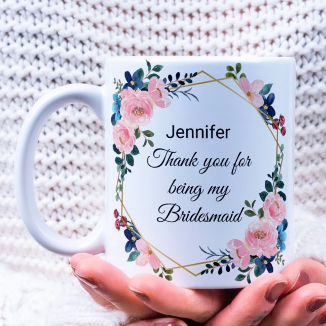 Mug bridesmaid merci mariage de couronne botanique (Créateur téléchargé)