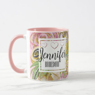 Mug Bridesmaid Personnalisé Rose Gold Chic Floral