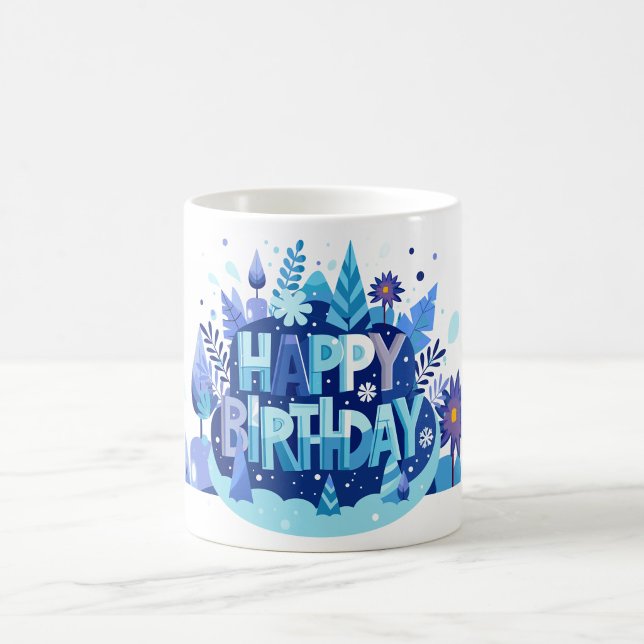 Mug Bright Botanical Birthday Gift (Vibrant Floral "Happy Birthday" Mug)