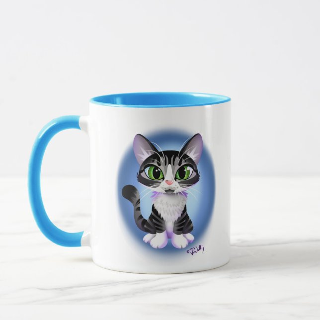 Mug BRIGHT EYED TABBY KITTEN by Jeff Willis Art (Gauche)