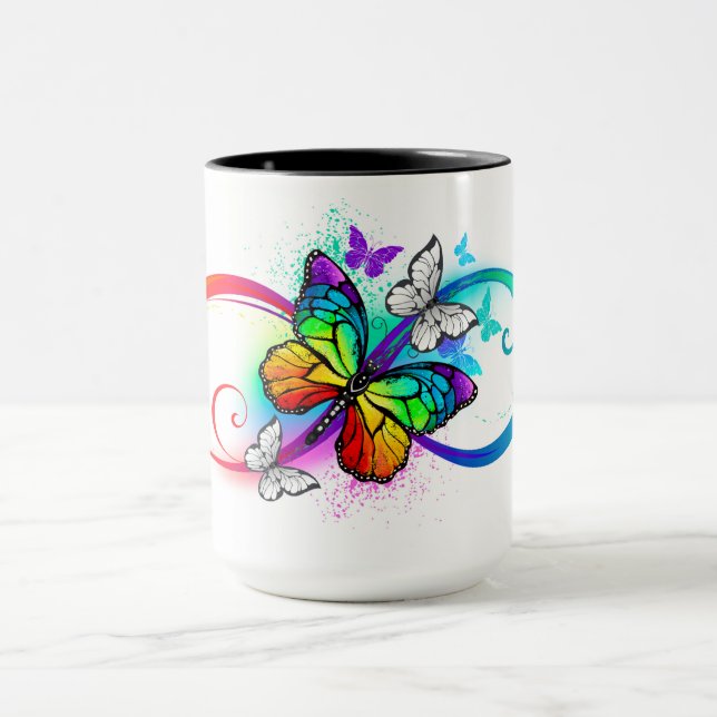 Mug Bright infinity with rainbow butterfly (Centre)