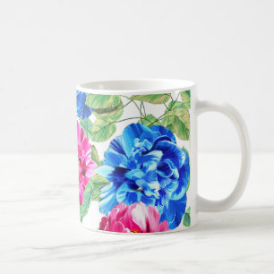Mug Bright rose et bleu Floral Joli Motif