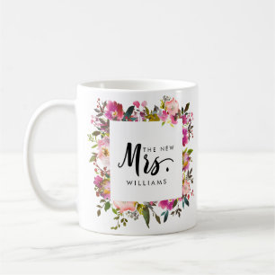 Mug Brillant Fleur   MARIAGE LE NOUVEAU MRS Typographi
