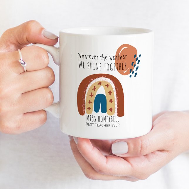 Mug Briller ensemble Rainbow Doodle meilleur enseignan (Shine Together gift mug for the best teacher ever)