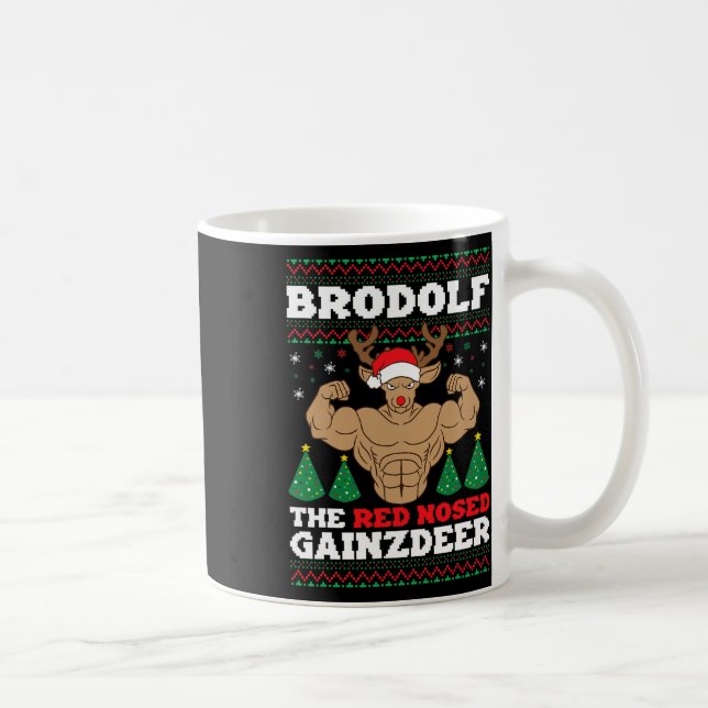 Mug Brodolf Funny Christmas Buff Reindeer Gym Bodybuil (Droite)